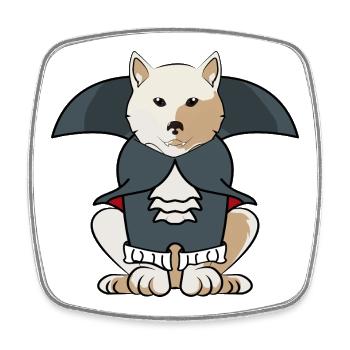 Kishu Inu Halloween Vampire Dog Costume - Square fridge magnet - white - Front