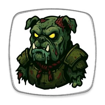Undead Bulldog Warrior - Square fridge magnet - white - Front