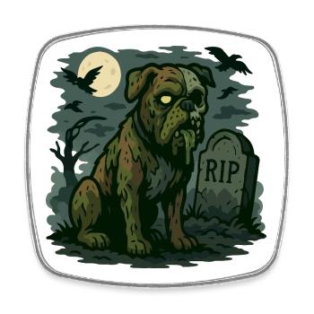 Zombie Bulldog - Chien mort-vivant Halloween Design. - Magnet carré - blanc - Devant