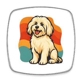 Chien havanais au design rétro - Magnet carré - blanc - Devant