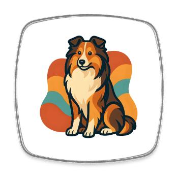 Lebhafter Shetland-Schäferhund Sunburst - Viereckiger Kühlschrankmagnet - Weiß - Vorne