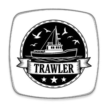 Fishing Cutter Trawler Fishing Sea - Square fridge magnet - white - Front