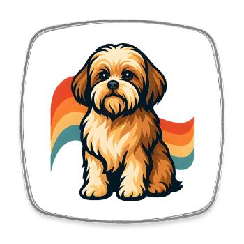 Shih Tzu Chien Rêve Arc-en-ciel - Magnet carré - blanc - Devant