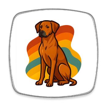 Retro Rhodesian Ridgeback Dog - Square fridge magnet - white - Front