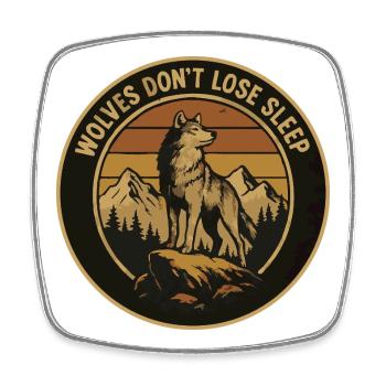 Moonlit night wolf in mountain landscape - Square fridge magnet - white - Front