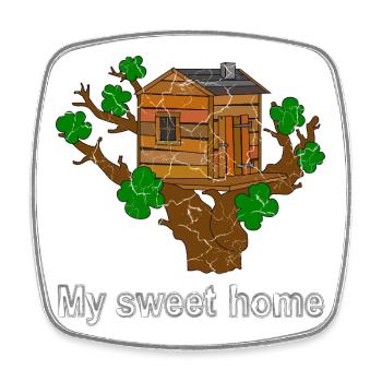 Cabane dans les arbres - Magnet carré - blanc - Devant