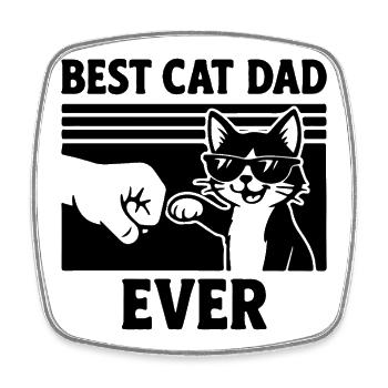 Weihnachtsgeschenk für Katzen Papas Best Cat Dad - Viereckiger Kühlschrankmagnet - Weiß - Vorne