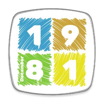 44. Geburtstag Farbige Patches depuis 12/1981 - Magnet carré - blanc - Devant