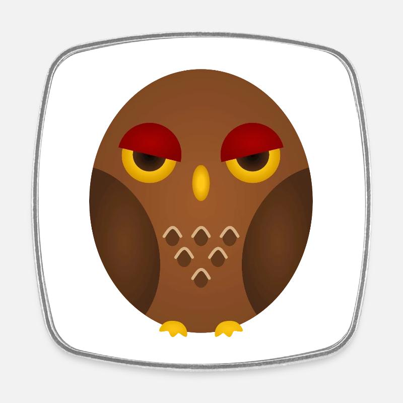 Grumpy Owl Silhouette - Magnet carré - blanc