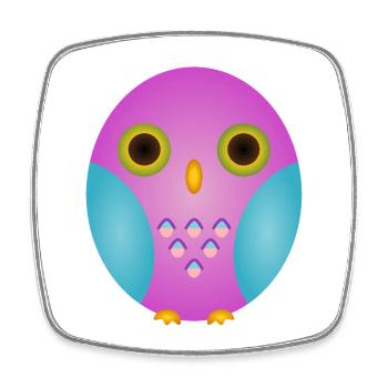 Lavender Owl with Cyan Wings - Square fridge magnet - white - Front