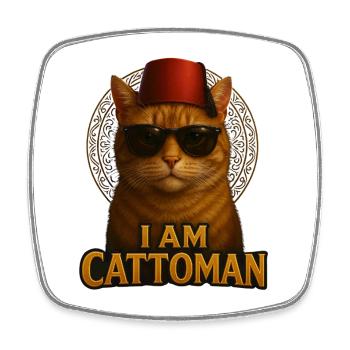 I Am Cattoman – Vintage Streetwear mit Retro-Katze - Viereckiger Kühlschrankmagnet - Weiß - Vorne