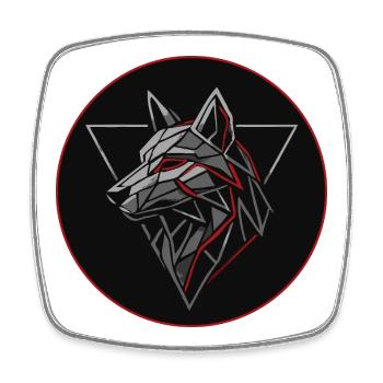 Alpha Spirit Geometric Wolf T-Shirt - Viereckiger Kühlschrankmagnet - Weiß - Vorne