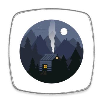 Nightfall Cabin in Pines - Square fridge magnet - white - Front
