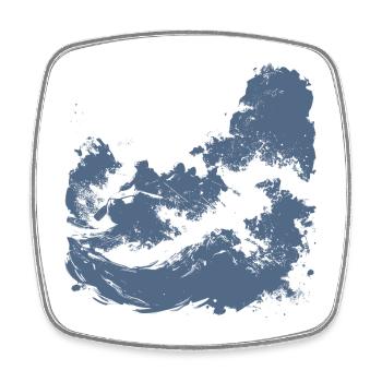Wildwasser-Rafting-Pinselkunst - Viereckiger Kühlschrankmagnet - Weiß - Vorne