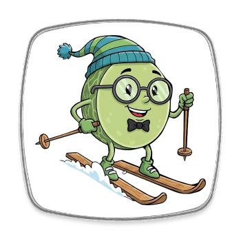Rosenkohl Auf Skiern Lustiges Winter Ski - Viereckiger Kühlschrankmagnet - Weiß - Vorne
