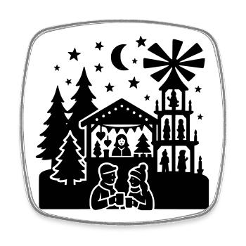 Christmas Market Silhouette - Square fridge magnet - white - Front