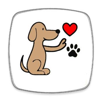 Dog with heart and paw print - Square fridge magnet - white - Front
