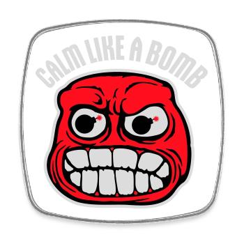 Calme comme une bombe Paradoxe Ironie Humour Blague explosive - Magnet carré - blanc - Devant