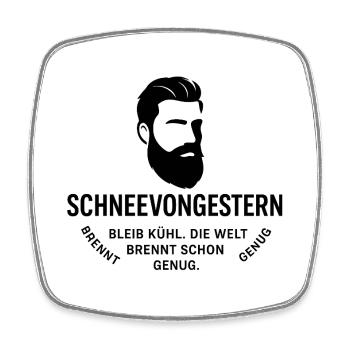 Beard Head Portrait with Text Graphics(SnowFromYesterday) - Square fridge magnet - white - Front
