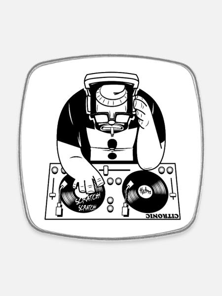 DJ - Square fridge magnet - white
