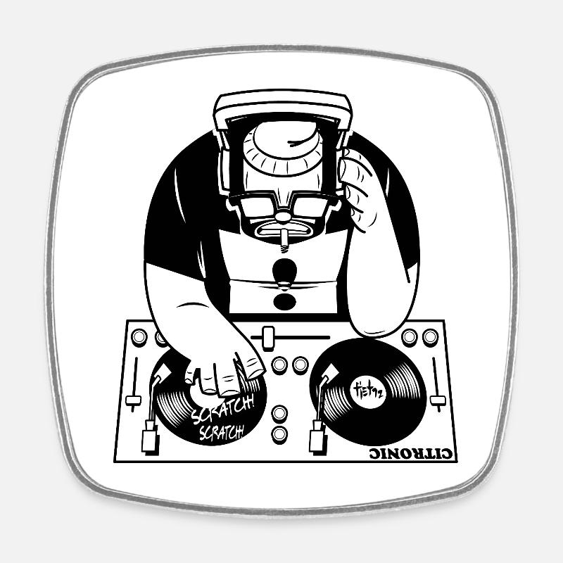 DJ - Viereckiger Kühlschrankmagnet - Weiß