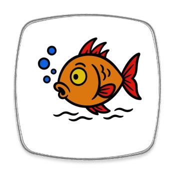 Joyeux dessin animé poisson Orange - Magnet carré - blanc - Devant