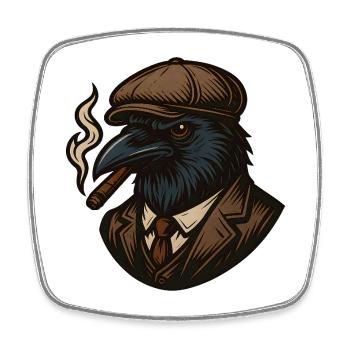 Crow Gangster avec Cigare - Magnet carré - blanc - Devant