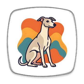Bunter Whippet-Hund im abstrakten Hintergrund - Viereckiger Kühlschrankmagnet - Weiß - Vorne