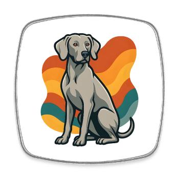 weimaranerWHund in retro wave pattern - Square fridge magnet - white - Front
