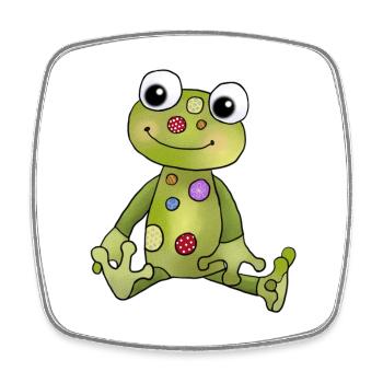 Frosch_mit_Punkten - Viereckiger Kühlschrankmagnet - Weiß - Vorne