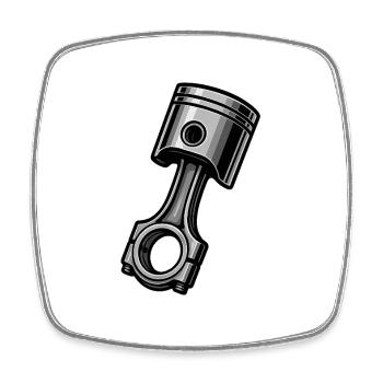 Monochrome industrial piston - Square fridge magnet - white - Front