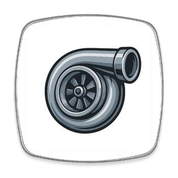 Turbo graphique mécanique - Magnet carré - blanc - Devant