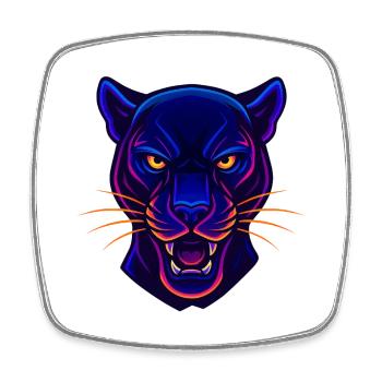Neon Panther Kopf - Viereckiger Kühlschrankmagnet - Weiß - Vorne