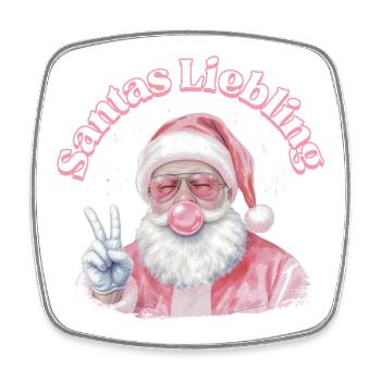 Santa's Favorites Pink Christmas - Square fridge magnet - white - Front