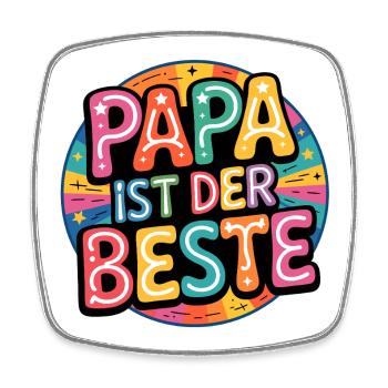 Papa ist der Beste - Viereckiger Kühlschrankmagnet - Weiß - Vorne