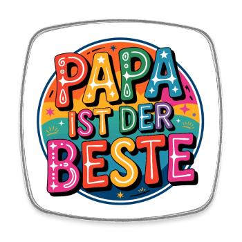 Papa Ist Der Beste – Bunt & Fröhlich - Viereckiger Kühlschrankmagnet - Weiß - Vorne