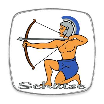 Sternzeichen Schütze als römischer Bogenschütze - Viereckiger Kühlschrankmagnet - Weiß - Vorne