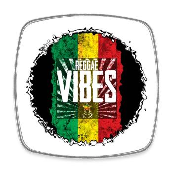 Drapeau Reggae Vibes - Magnet carré - blanc - Devant