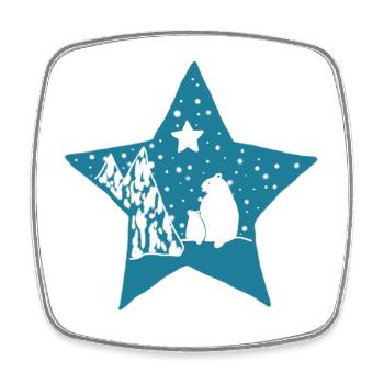 Eisbaer_im_Stern - Square fridge magnet - white - Front