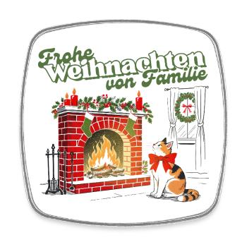 Merry Christmas From Family Kamin - Square fridge magnet - white - Front