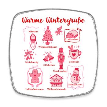 Wärme Wintergrüße Pinke Figuren - Viereckiger Kühlschrankmagnet - Weiß - Vorne