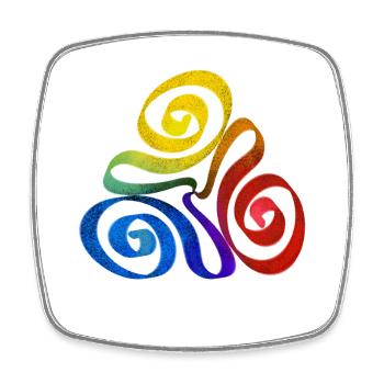Regenbogen Dreieck Spirale - Viereckiger Kühlschrankmagnet - Weiß - Vorne