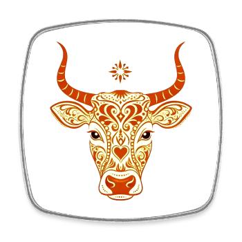 vache sacrée , illustration artistique - Magnet carré - blanc - Devant