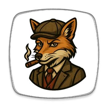 Fuchs mit Zigaretten - Vintage Style - Viereckiger Kühlschrankmagnet - Weiß - Vorne