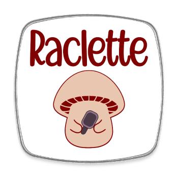 Raclette Champignons - Magnet carré - blanc - Devant