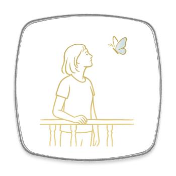 View of the butterfly - Square fridge magnet - white - Front