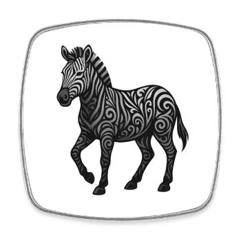 Zebra Ornament Tribalswirl Pattern - Magnet carré - blanc - Devant