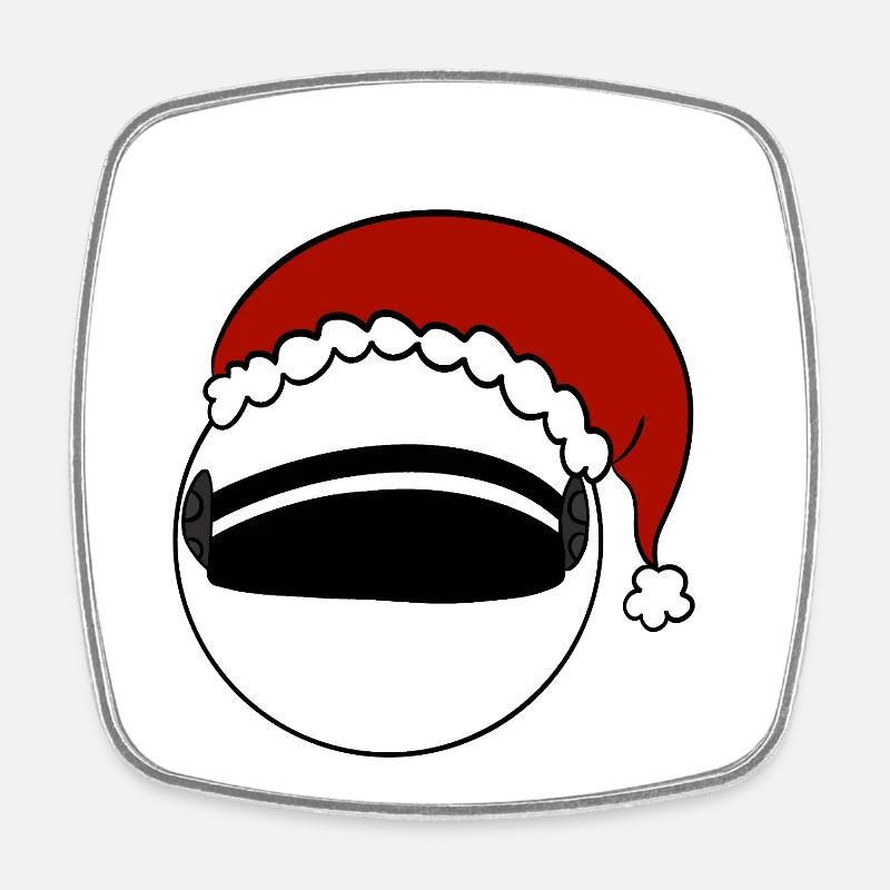 Weihnachtsmann   Helm  - Viereckiger Kühlschrankmagnet - Weiß