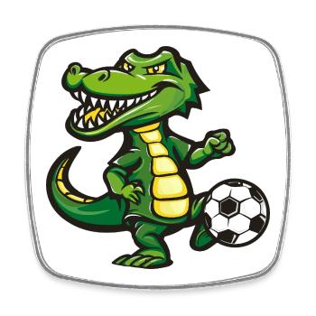 Crocodile Soccer Hero Caricature - Square fridge magnet - white - Front