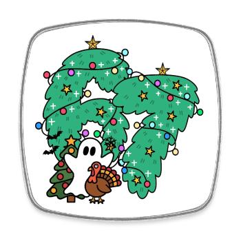 67 Nummern Whimsical Ghost Under Festive Evergreen - Viereckiger Kühlschrankmagnet - Weiß - Vorne